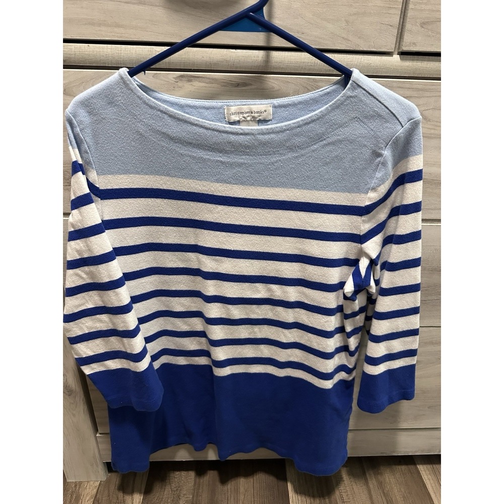 Christopher & Banks Women's small pullover sweater‎ Blue stripe